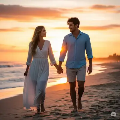 Couple on a romantic stroll