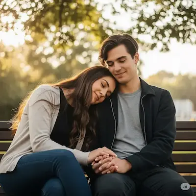 Happy couple laughing together